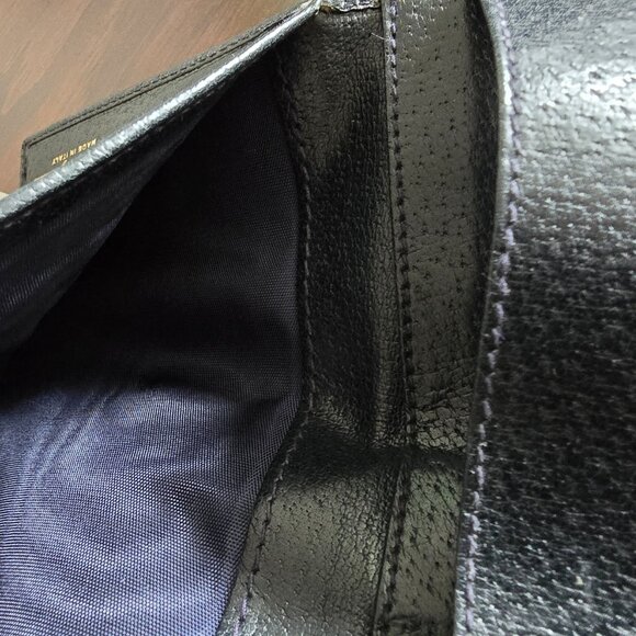 Vintage Gucci Sherry Line Blue Coated Canvas and Leather Slim Wallet 70's/80s - Picture 11 of 13